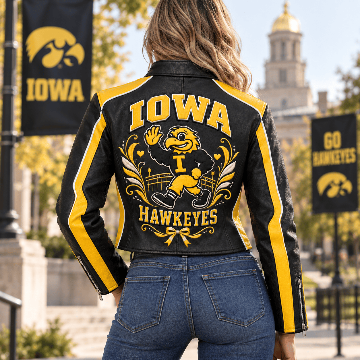 Premium IWHK Cropped Leather Zipper Jacket TTMH
