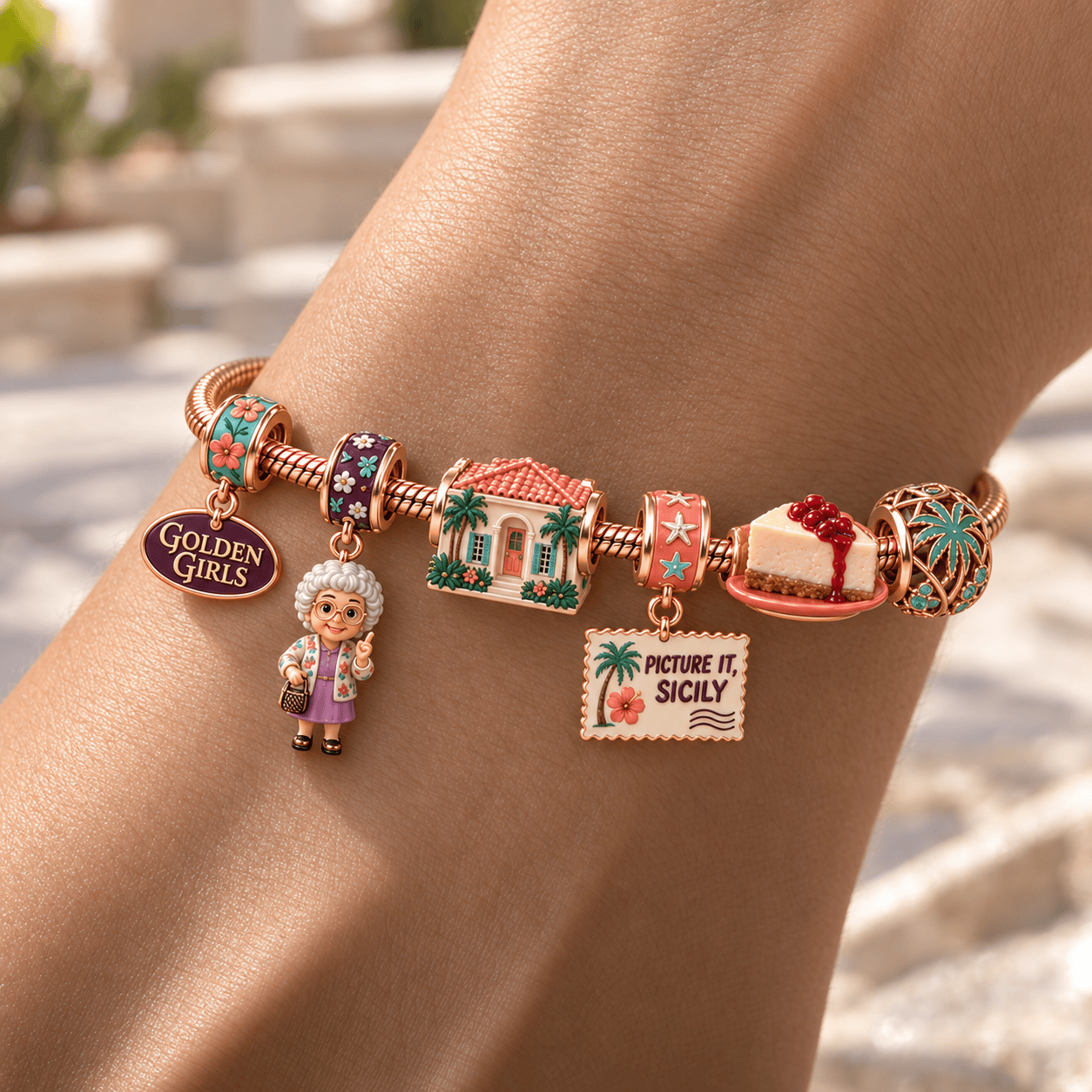 TGG Rose Gold Charm Bracelet Set HQH