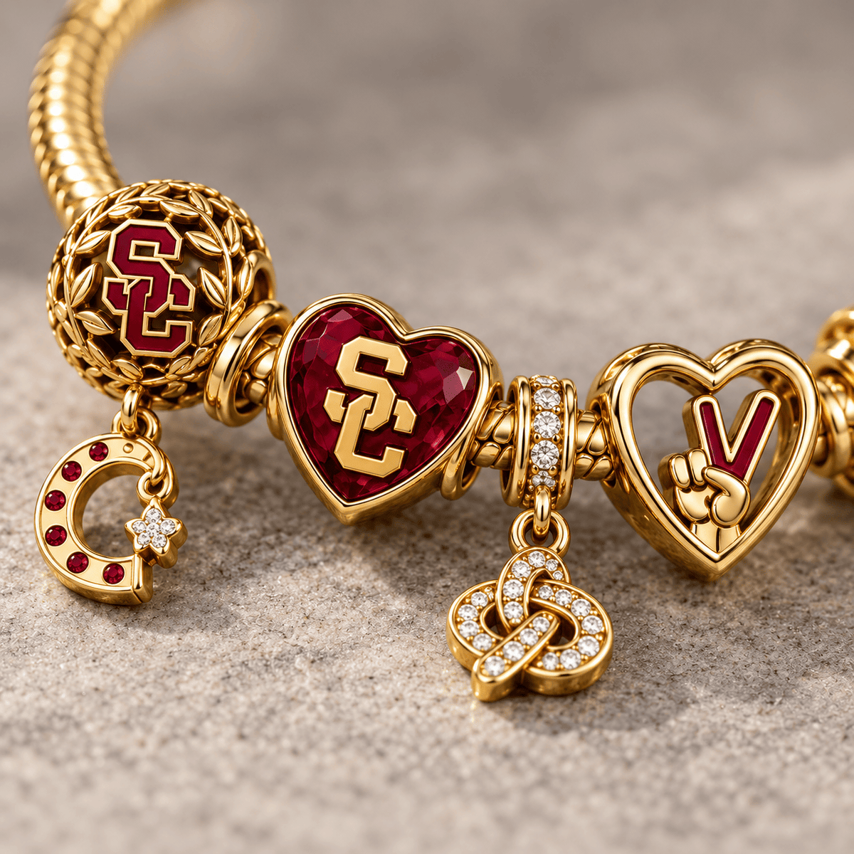 USC Gold Charm Bracelet Set PTKL