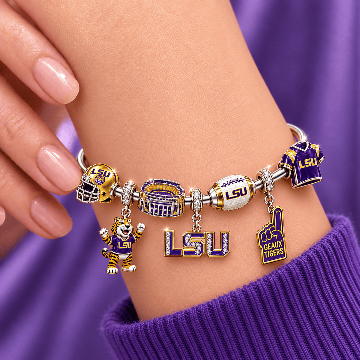 LSUT Silver Charm Bracelet Set TMH