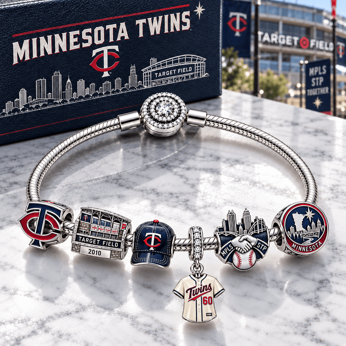 MNST Silver Charm Bracelet Set PTT