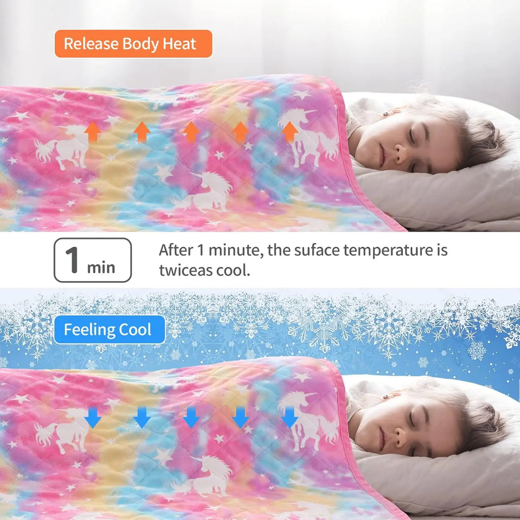 Cooling Blanket for Hot Sleepers, Glow in The Dark Unicorn Blanket with Arc-Chill Fiber, Soft Breathable Throw for Kids 1-10
