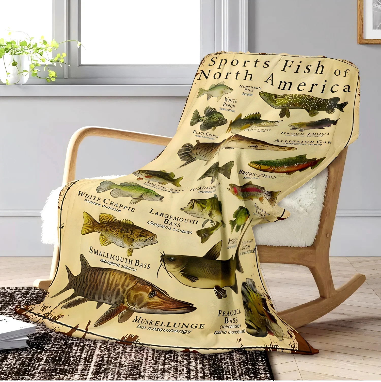 1pc Throw Sports fish Pattern Flannel Blanket for Couch Bed Sofa Cozy Comfy Warm blankets Festival Gifts Family Decor all season